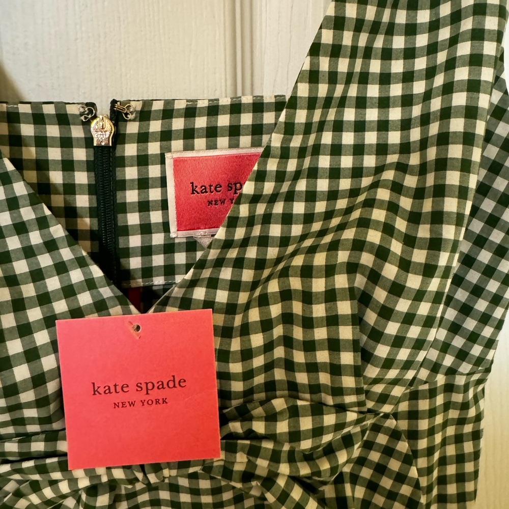 Kate Spade mini gingham bow dress mint green Size 6